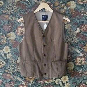 🇨🇦 America brown tan tweed style button front vest Dark academia Preppy English
